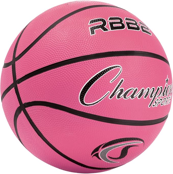 Champion Sports Rubber Basketballs – Durable Indoor & Outdoor Training & Recreational Game Balls, Multiple Sizes & Colors