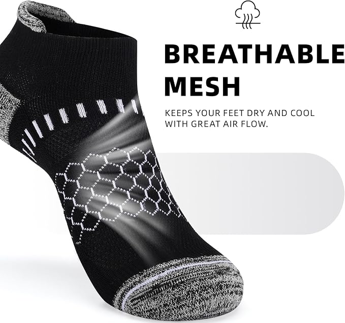 IRAMY Light Compression Socks for Women Arch Support Athletic Cushioned Anti-Blister Comfort Running Ankle Socks 3/5 Pairs