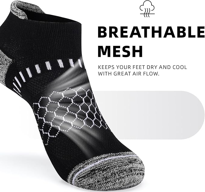 IRAMY Light Compression Socks for Women Arch Support Athletic Cushioned Anti-Blister Comfort Running Ankle Socks 3/5 Pairs