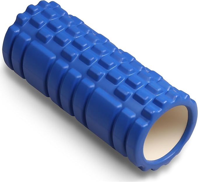 DRUNA Foam Roller for Muscle Massage, Pilates & Yoga 13"x5.5" Medium Firm PVC Foam Roller for Deep Tissue Massage, Recovery & Flexibility (Blue)