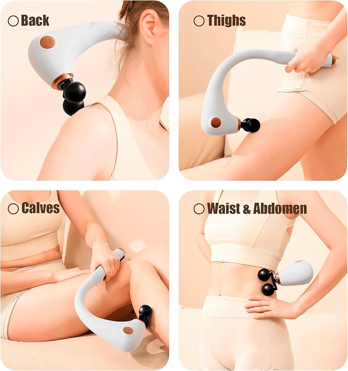 Massage Gun Deep Tissue, Handheld Back Massager with Extended Handle,6 Modes and 9 Speed