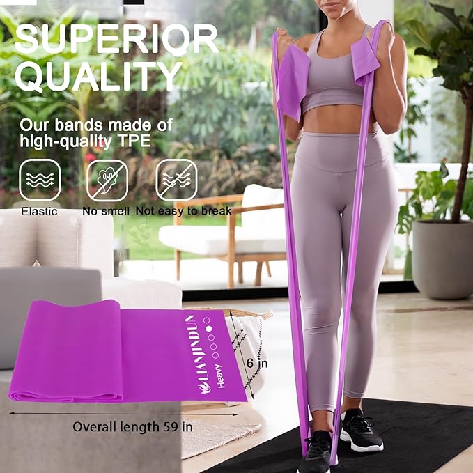 Resistance Bands for Working Out, Physical Therapy, Exercise, Pilates, Yoga | Latex-Free Stretch Bands for Women or Men, Elastic Exercise Bands Set for Stretching, fitness, Rehab, Workout, Gym and Home