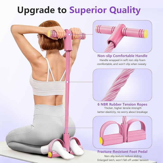 Upgraded Pedal Resistance Band with Handle, Soft Durable Fashion Puller Exercise with Thickened 6 Tension Ropes, Tube Pedal Resistance Device for Abdomen, Waist, Arm, Leg, Core/ABS