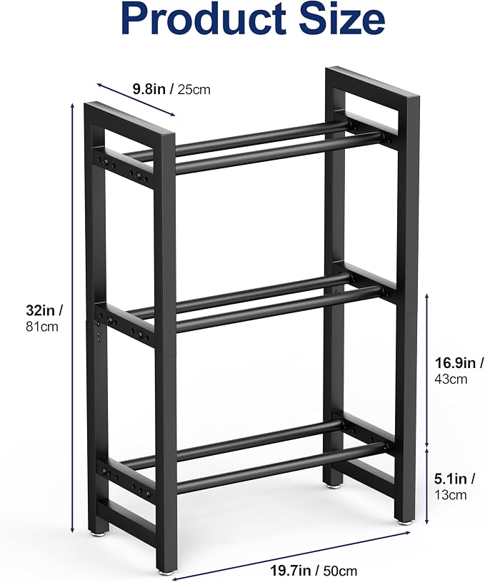 Dumbbell Rack 3-Tier 20 IN Length Adjustable Weight Rack For Home Gym Dumbbells Kettlebell (Rack Only)