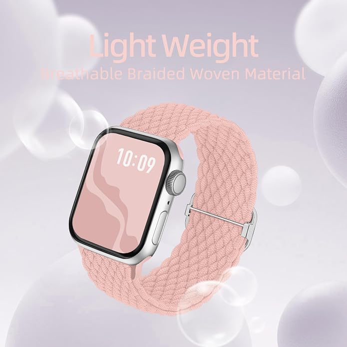 4 Pack Braided Stretchy Bands Compatible with Apple Watch 40mm 41mm 38mm 42mm 44mm 45mm 46mm 49mm Women Men, Breathable Nylon Elastic Daily Use Straps for iWatch Series 11/10 9 8 7 6 5 4 3 SE/Ultra 2