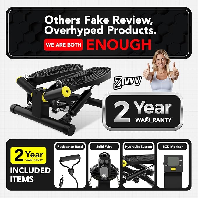ZIWWVY- Mini Twist Stepper, Stepper Machine with 330LBS Weight Capacity, Mini Stepper for Full Body Workout, Adjustable Step Height, Smooth and Quiet, Step Machine for Men Women