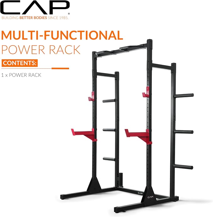 CAP Barbell Power Rack with Pull Up Bar & Attachments - Multiple Colors
