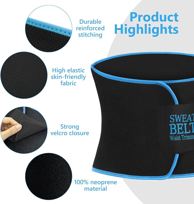 AMZBOSS Waist Trainers for Women Belly Fat, Waist Sweat Band for Women | Sweat Waist Trainer for Women, Belly Band Sweat Belt, Sweat Band for Stomach Weight Loss, Belly Wrap Waist Trimmer
