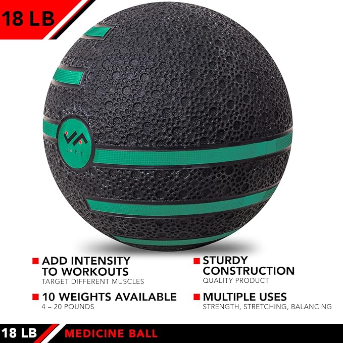 JFIT Dual Texture Medicine Ball – Weighted Exercise Ball for Strength, Core & Functional Fitness Training
