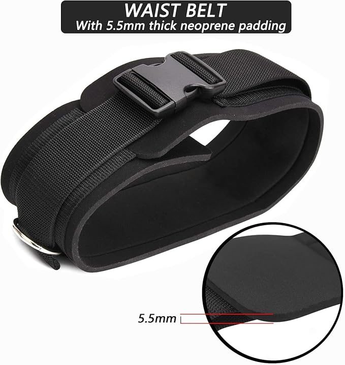 LOOEEL Adjustable Waist Belt Soft Neoprene Padded Belt with 2 Movable Rings for Cable Machines Fitness Exercise Speed Agility Resistance Training