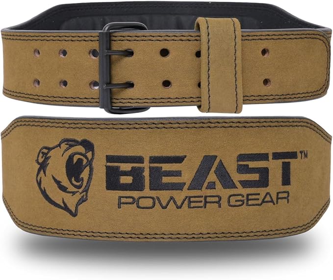 Weight Lifting Belt - 4” Genuine Leather Belts Padded Lower Back Support for Gym Bodybuilding Squat Deadlift Weightlifting Cross Strength Training Men Women Free Wrist Wrap