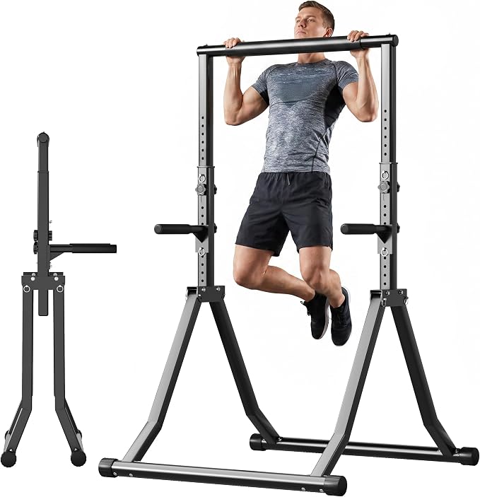 Foldable Pull Up Bar Station 66.1''-84.6'' Power Tower