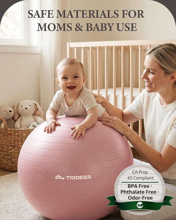 Trideer Exercise Ball, Stability Yoga Ball for Physical Therapy, Active Sitting, Pregnancy & Birth Labor Prep, Core Strength, Balance Training, Posture Improvement and Daily Stretching, 55/65/75cm