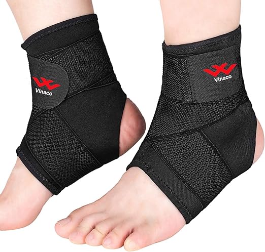 Vinaco Ankle Brace, 2 Pack Ankle Support for Sprained Ankle, Men & Women | Breathable Neoprene, 360° Compression Ankle Support with Adjustable Wrap, Strong Stabilize Ligaments For Sports & Recovery
