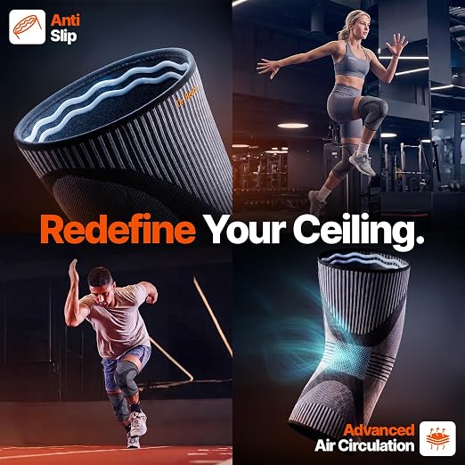 DR. BRACE Elite Compression Knee Brace for Women & Men, (2-Pack) Knee Support Compression Sleeve, Workout Sports Knee Braces for Meniscus Tear, ACL & Arthritis Pain Relief - Check Size Guide Video (Pluto, XX-Large)