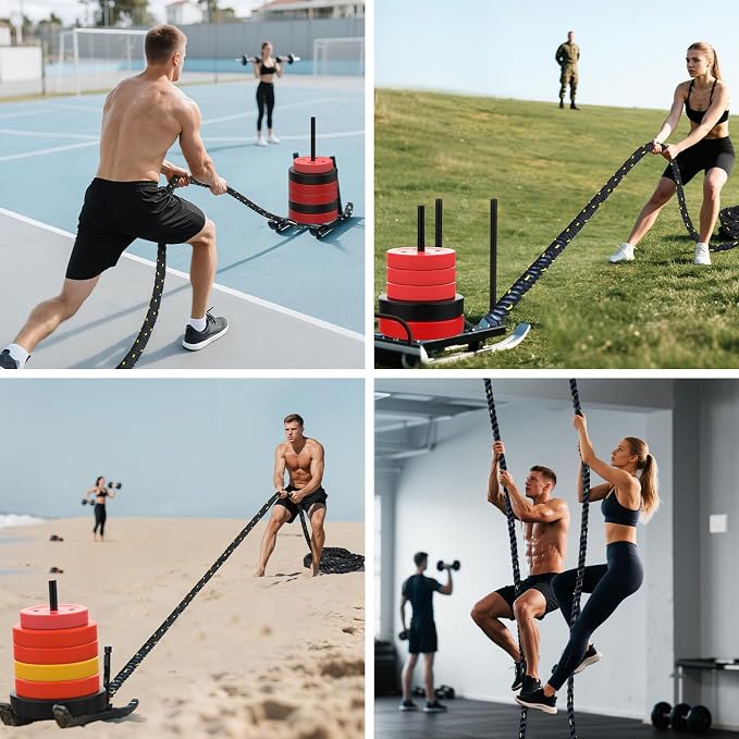 Weight Workout Sled Pulling Rope - 1.5 Inch x 20FT Heavy Duty Workout Sled Pull Rope for Tire Pulling, Football Training - Fitness Resistance Exercise Equipment for Men & Women