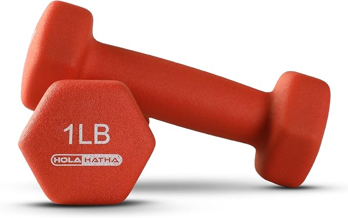 HolaHatha 1, 2 and 3 lb Neoprene Dumbbell Strength Training Weight Set with Rack