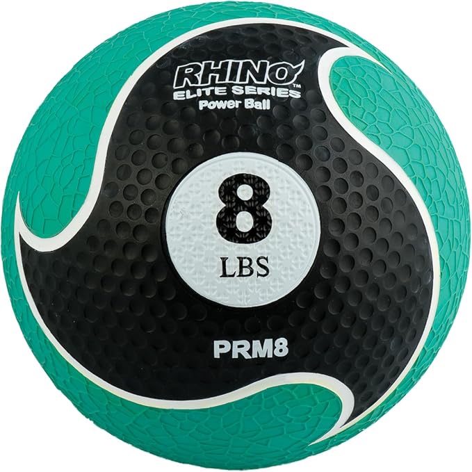 Champion Sports Rhino Elite Medicine Ball – Textured Surface, Superior Grip, Hollow Synthetic Rubber for Consistent Bounce & Durability, Multiple Weights & Colors - Optional Rebounder Sold Separately