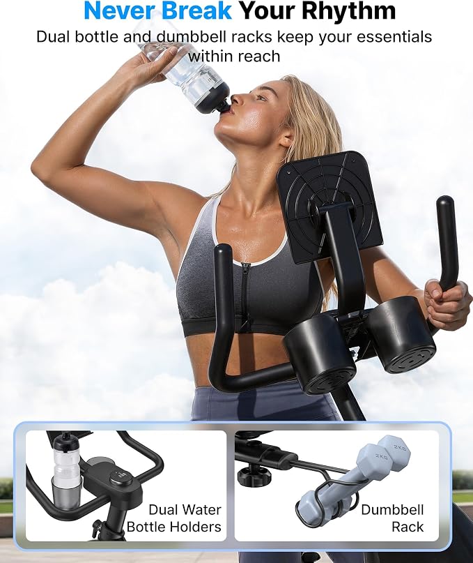MERACH S36 Exercise Bike, Magnetic Resistance, 330lbs Capacity | Stationary Bike for Home, Quiet Drive, Fitness App with Courses, Adjustable Seat, Indoor Cycling Bike