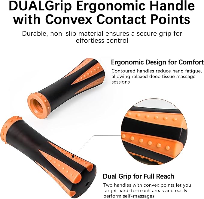 Muscle Roller Massage Roller Stick- Deep Tissue Fascia Blaster for Myofascial Pain Relief, Lymphatic Drainage & Body Sculpting, Handheld Physical Therapy & Recovery Tool (Orange Black)