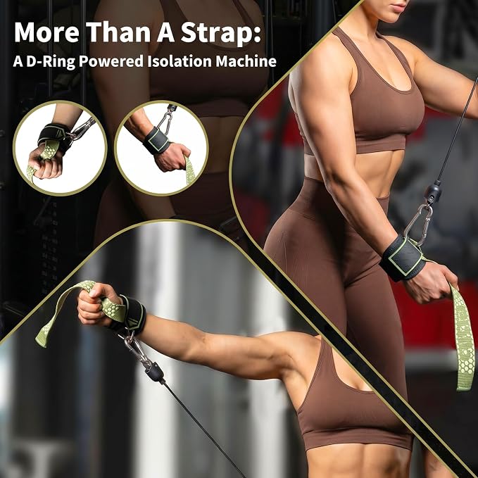Drip Glue Non-Slip Wrist Straps for Weightlifting, 2-in-1 Lifting Straps with D Rings for Cable Machine Workout, 10mm Neoprene Padded Wrist Wraps for Weight Lifting Deadlift