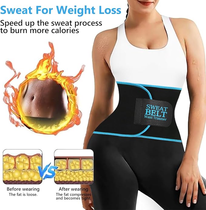 AMZBOSS Waist Trainers for Women Belly Fat, Waist Sweat Band for Women | Sweat Waist Trainer for Women, Belly Band Sweat Belt, Sweat Band for Stomach Weight Loss, Belly Wrap Waist Trimmer