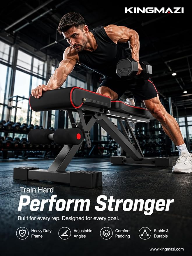 Adjustable Weight Bench, Exercise Workout Bench for Full Body Workout- Multi-Purpose Foldable Bench, Folding Dumbbells Bench with Resistance Band Set
