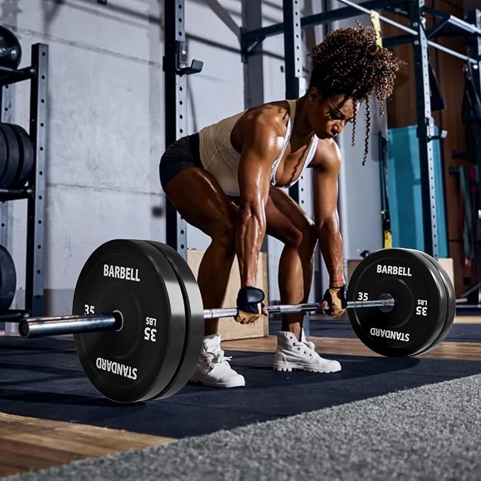 Mikolo Olympic Weight Plates, 2-Inch Rubber Weight Plates with Steel Insert, Bumper Plates for Strength Training, Weight Plate