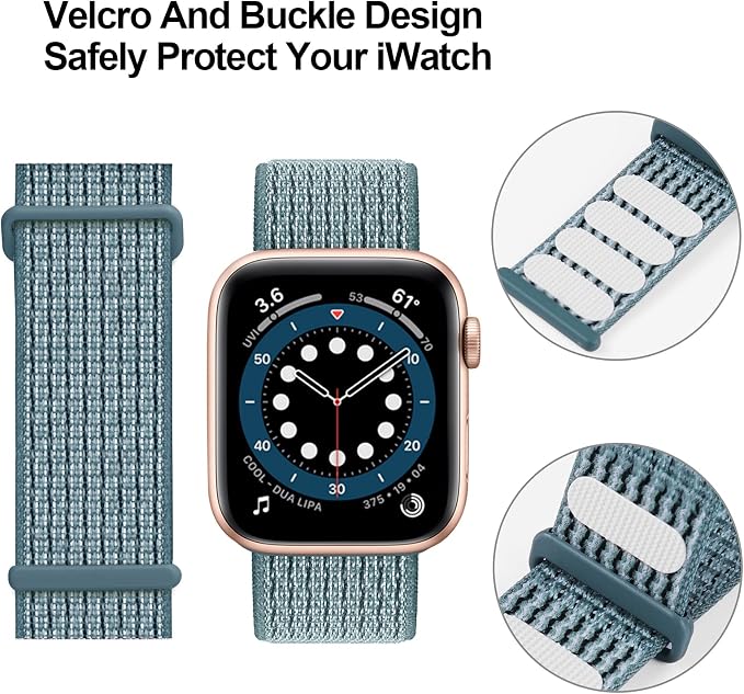 Sport Loop Band Compatible with Apple Watch Band 38mm 40mm 41mm 42mm 44mm 45mm iWatch Series 7 6 5 SE 4 3 2 1 Strap, Nylon Weave Women Men Stretchy Elastic Braided, 38 40 41mm Celestial Teal | Nylon Sport Loop Wristband Compatible with Apple Watch Ultr...