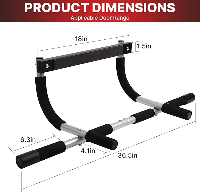 TOPOKO Pull Up Bar for Doorway, Heavy Duty Chin Up Station for Home Gym, Multi-Grip or Adjustable Door Frame Exercise Equipment for Upper Body Strength Training