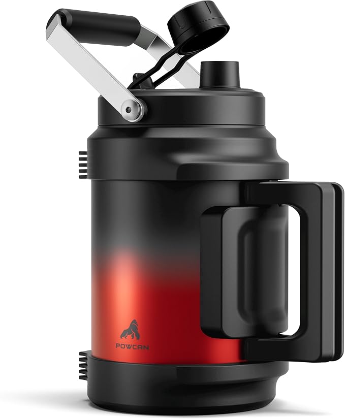 POWCAN 64 oz Insulated Water Jug, 2-in-1 Straw Spout Lid, Dual Handle, Leakproof, Keep Cold 48H, Half Gallon Stainless Steel Water Bottle for Daily, Hydration, Picnic, Travel, Gym, Workout (Ace)