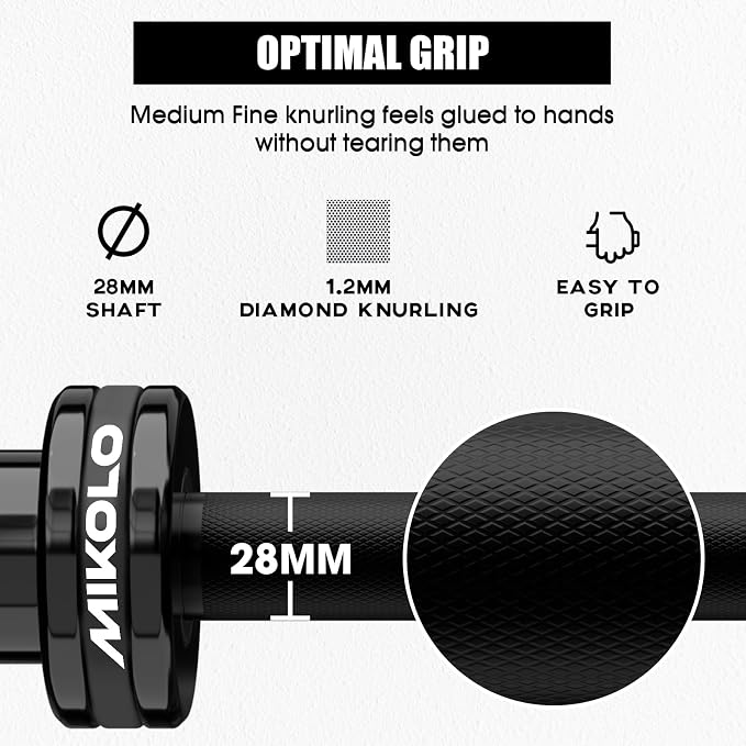 Mikolo 7ft Olympic Barbell, Barbell for Weightlifting and Powerlifting 45lb, Olympic Bar for 1500lbs Capacity, Weight Bar Fit 2” Standard Weights