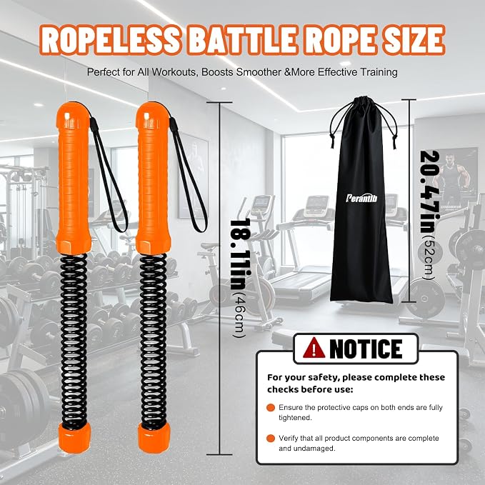 Perantlb Poly Battle Rope with Cloth Sleeve -1.25/1.5/2 Inch Diameter 30' 40' 50' Lengths -Gym Muscle Toning Metabolic Workout Fitness, Battle Ropes for Home Gym
