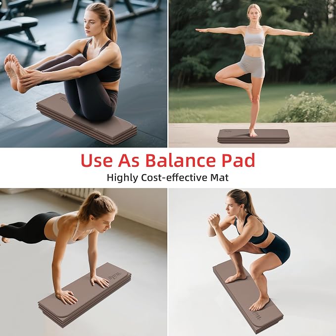 Foldable Yoga Excercise Mat 71"L x 24"W, Odourless Light Weight POE Mat For Home Fitness and Gym Workouts, 1/4 inch Non-slip design for All Types of Yoga Pilates
