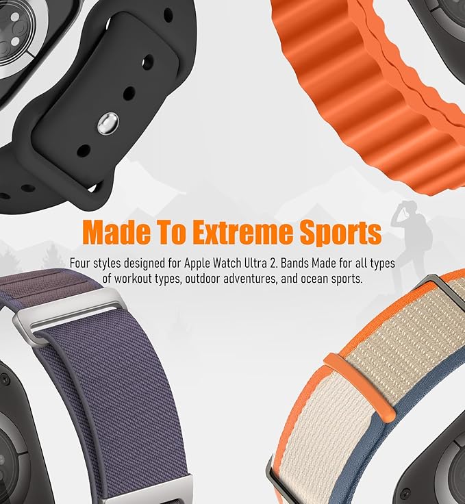 8 Pack Compatible with Apple Watch Ultra 3/2 Band 49mm 46mm 45mm 44mm 42mm Men Women,Breathable Trail Loop+Alpine Loop+Ocean+Silicone Sport Band for iWatch Series 11/10/9/8/7/6/SE/5/4/3,Ultra 3 2 1