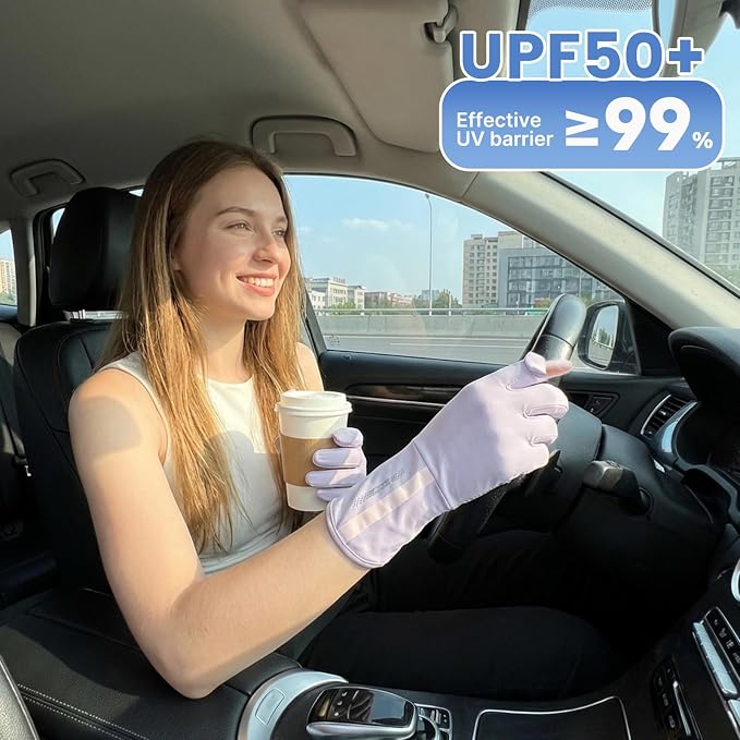 Women Driving Gloves, UV Protection Sun Gloves, Touchscreen Full Finger | UPF 50+ fabric blocks 99% UV rays, protecting hands during driving, cycling, fishing, hiking and outdoor activities