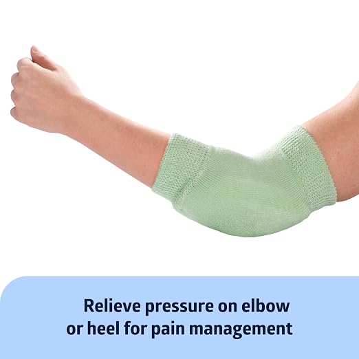 Medline Knit Heel and Elbow Protection, For Pressure and Friction Sores, Lightweight Knit Elastic, Medical Foot Care Heel Protector, Elbow Pad, Machine Washable, Green, One Pair, One Size Fits Most