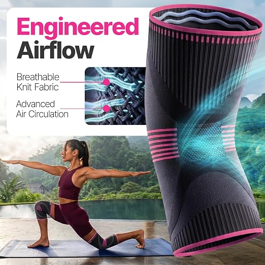 DR. BRACE Elite Compression Knee Brace for Women & Men, (2-Pack) Knee Support Compression Sleeve, Workout Sports Knee Braces for Meniscus Tear, ACL & Arthritis Pain Relief - Check Size Guide Video (Orion, Large)