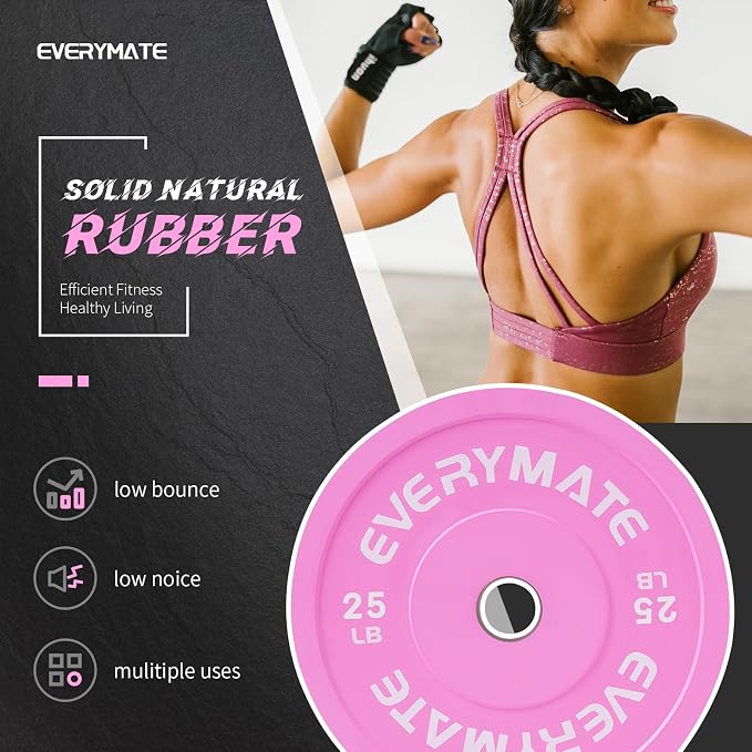 EVERYMATE Change Weight Plates 1.25LB 2.5LB 5LB Set Fractional Olympic Bumper Plates for Cross Training Steel Insert Strength Training