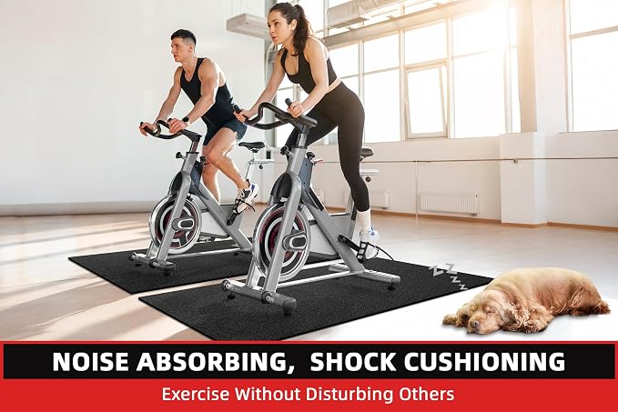 GymCope Treadmill Mat for Hardwood Floor Carpet 7'x3'/6'x3'/6'x2.5'/4'x2' | 6mm Thick Exercise Equipment Gym Mat, Compatible with Peloton Bike, Indoor Spin Bike, Elliptical