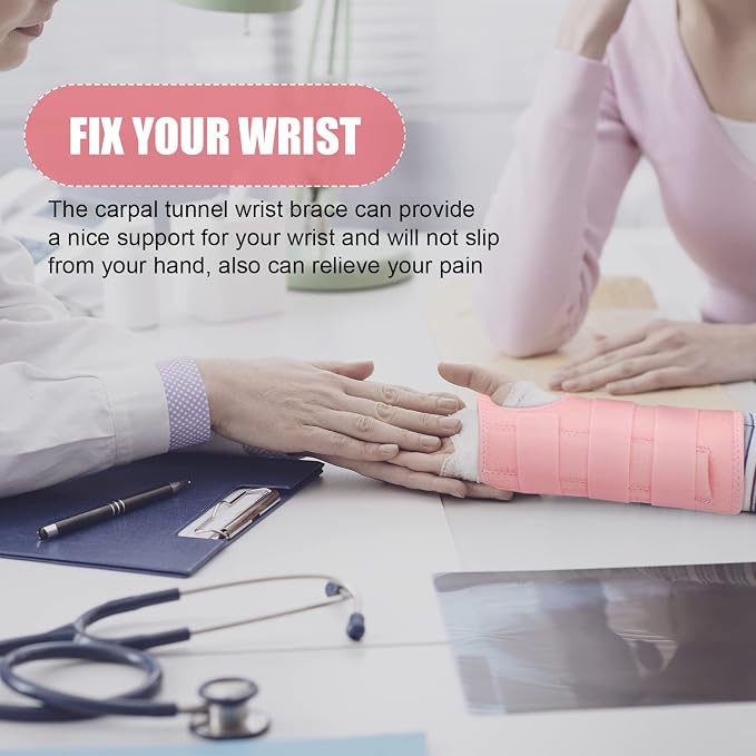 SATINIOR 2 Pieces Carpal Tunnel Wrist Brace Support Removable Metal Wrist Splint for Women Men, Three Adjustable Compression Straps for Tendinitis Sports Injuries Pain Relief