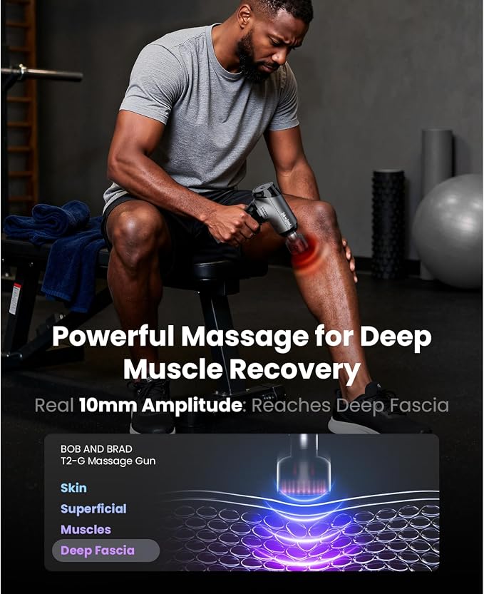 BOB AND BRAD T2 Ultra Massage Gun with Heat and Red LED Therapy, Heated Deep Tissue Massager for Athletes, FSA Professional Percussion Massager for Muscle Relief, Portable Massagers HSA Eligible