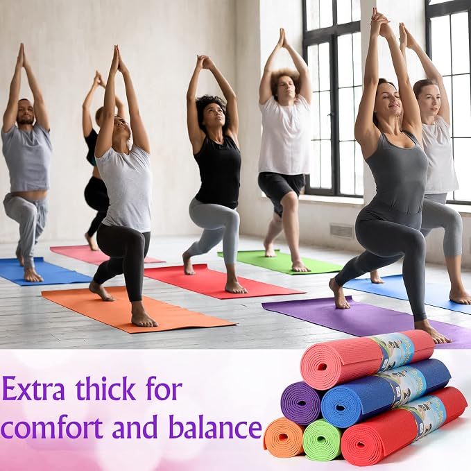 Amylove 12 Pieces Yoga Mats Bulk 68x24x0.12 Inch Exercise Non Slip Fitness Workout Mats for Women Men Home Workout Gym Yoga
