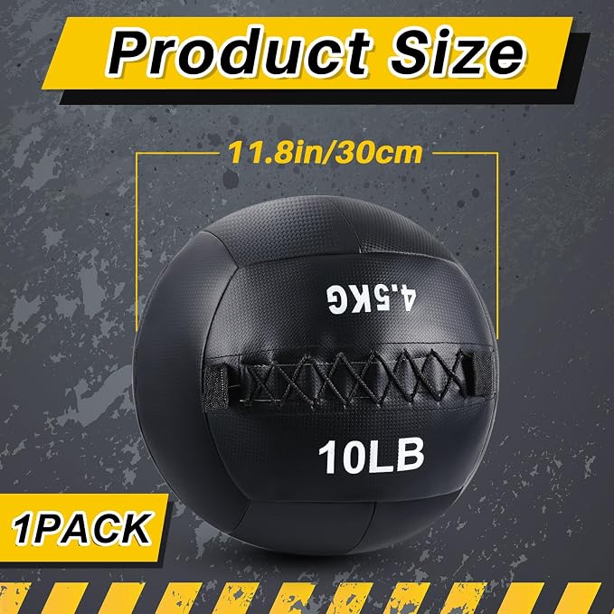 Lunmon Soft Wall Medicine Ball for Exercise Fitness Slam Weighted Med Ball with Non Slip Grip for Slamming Workout Strength Conditioning Core Training Lunge and Partner Toss