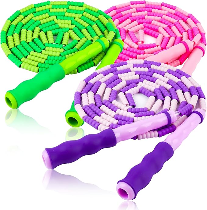 Jump Rope for Kids, 9 Ft Adjustable Jump Ropes for 4 5 6 7 8 10 12, Segmented Soft Beaded Jumping Rope Age 8-12, Tangle Free Skipping Rope for Women Man Fitness Weight Loss