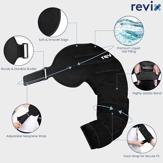 REVIX Arm Ice Pack Wrap for Pitcher & Athelete, Shoulder and Elbow Ice Pack | Reusable Cold Therapy Wrap for Baseball Pitcher Arm Recovery, Adjustable Compression Sleeve for Post-Workout Relief, XL