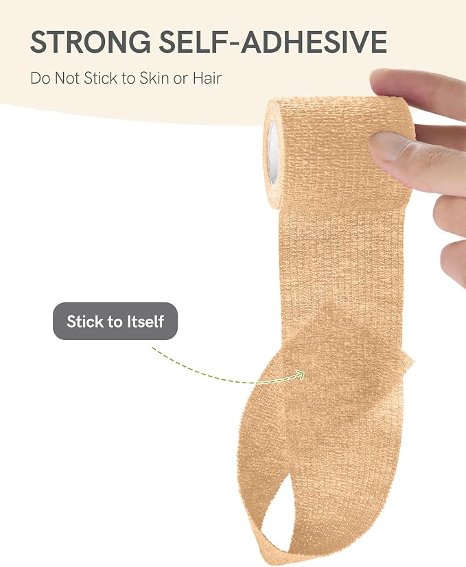 FriCARE Self Adhesive Bandage Wrap, Medical Tape in First Aid Kit | Elastic Cohesive Bandages for Sports/Vet/Wrist Ankle Wounds, 2 Inches X 5 Yards, Latex-free 6 Rolls, Pastel Haven