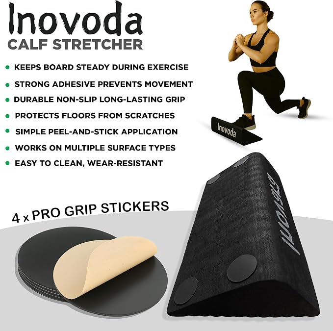 Inovoda Calf Stretch Board I Slant Board For Calf Stretching & Calf Raise Block for Relief of Plantar Fasciitis, Achilles Tendonitis & Calf Tightness | Calf Stretcher with 5 Resistance Bands & Carry Bag I Ankle Balance Board & Ankle Exerciser Strengthener