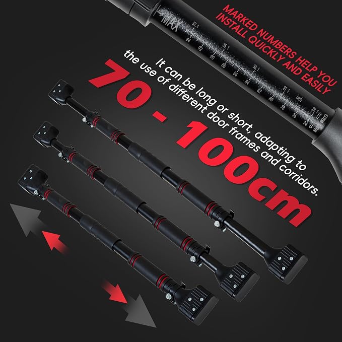 leikefitness Pull-Up Bar For Door Frame Chin Up Bar Upper Body Workout 28.3"- 37.8" Adjustable Portable Training Pull-Up Bars without Screw - Adjustable Width Locking Mechanism