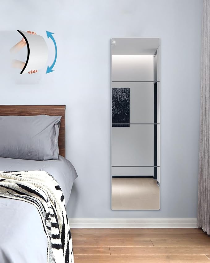 Wall Mirrors for Bedroom Door,Unbreakable Full Length Wall Mirrors Tiles,shatterproof Mirror for Kids 4 Pack 10" x10,Workout for Home Gym Body,Closet Mirror Wall Home Gym